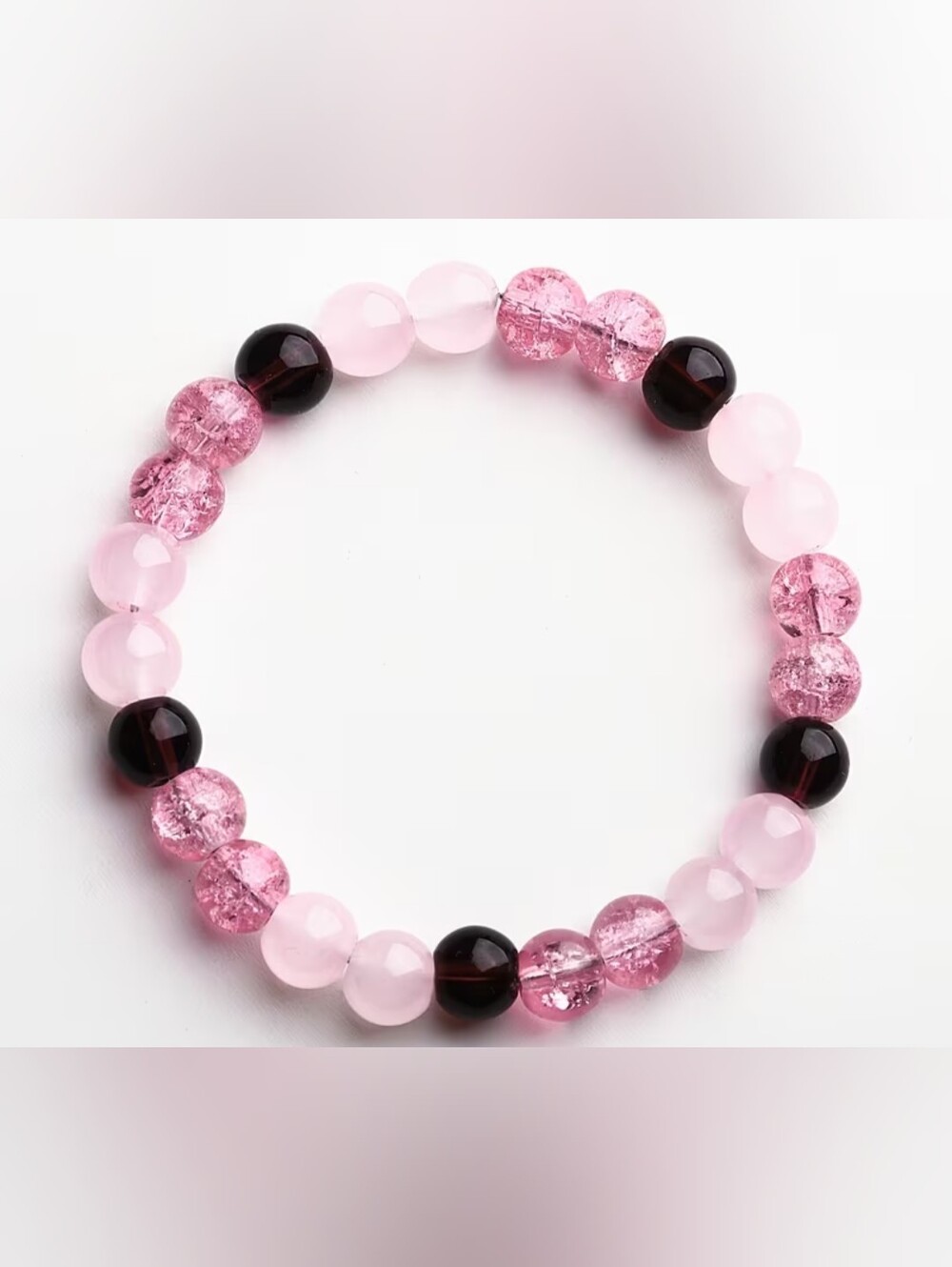 Rose Quartz, Red Jasper, & Obsidian Beaded Stretch Bracelet 💕Good Luck💗Love💕